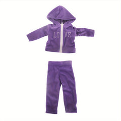 18" Doll Purple Casual Suit Winter Coat Pants Sports Clothes