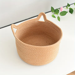 Cotton Thread Coffee Storage Basket Cat Ear Storage Box