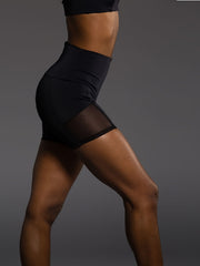 Mesh Stitching Yoga Shorts Ribbed Waist Activewear