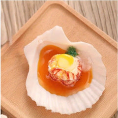2pcs Realistic Scallops w/ Garlic Sauce Mixed Colors Kitchen Photography Props