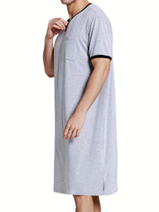 Men's Long Nightgown Thin T-shirt Loose Loungewear Pajamas Arab Robe