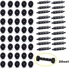Small Grain Building Block Wheels Axle Tire 4-Piece Set