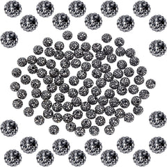 100pcs 10mm Fuchsia Rhinestone Pave Disco Ball Clay Beads