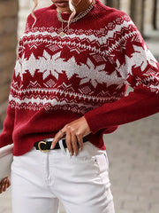 Christmas Pattern Crew Neck Pullover Sweater Women's Clothing
