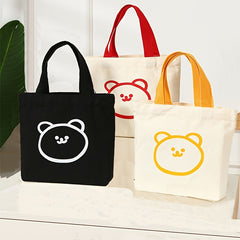 Mini Cartoon Bear Canvas Tote Bag Handbag Bento Tote