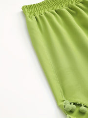 Boho Shorts Women's Plus Pompom Trim Stretch Shorts