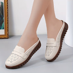 Women's Hollow Out Flat Mules Soft Sole Closed Toe Non Slip Shoes