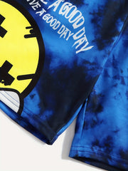 Boys Tie Dye T-shirt & Shorts Set Round Neck Top Casual Kids Clothes Summer