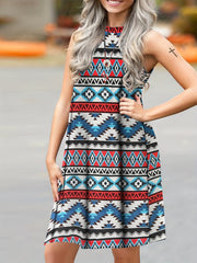 Southwestern Print Sleeveless Dress Casual Summer Spring