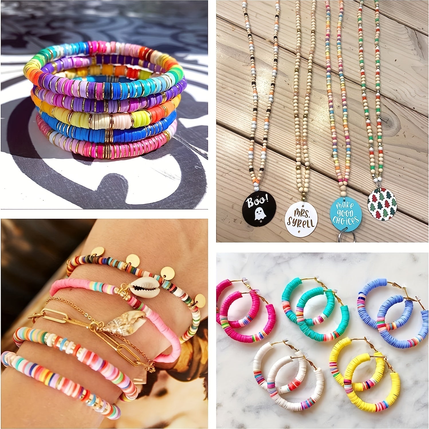 6000pcs 6mm Flat Clay Beads, 24 Colors, DIY Bracelet Making, Children's Gift