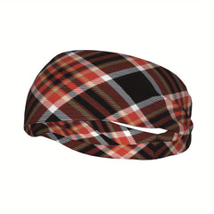 Vintage Plaid Headband Red Checkered Pattern Elastic Fit Sports Headwear