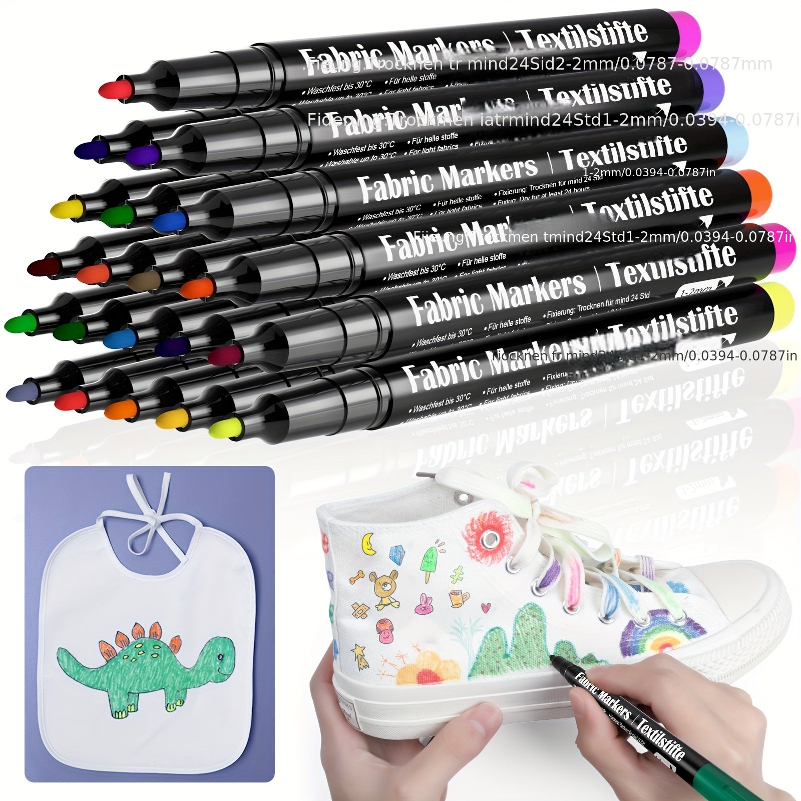 20pcs Fabric Markers Pens Set Non Toxic Permanent Paint Fine Point