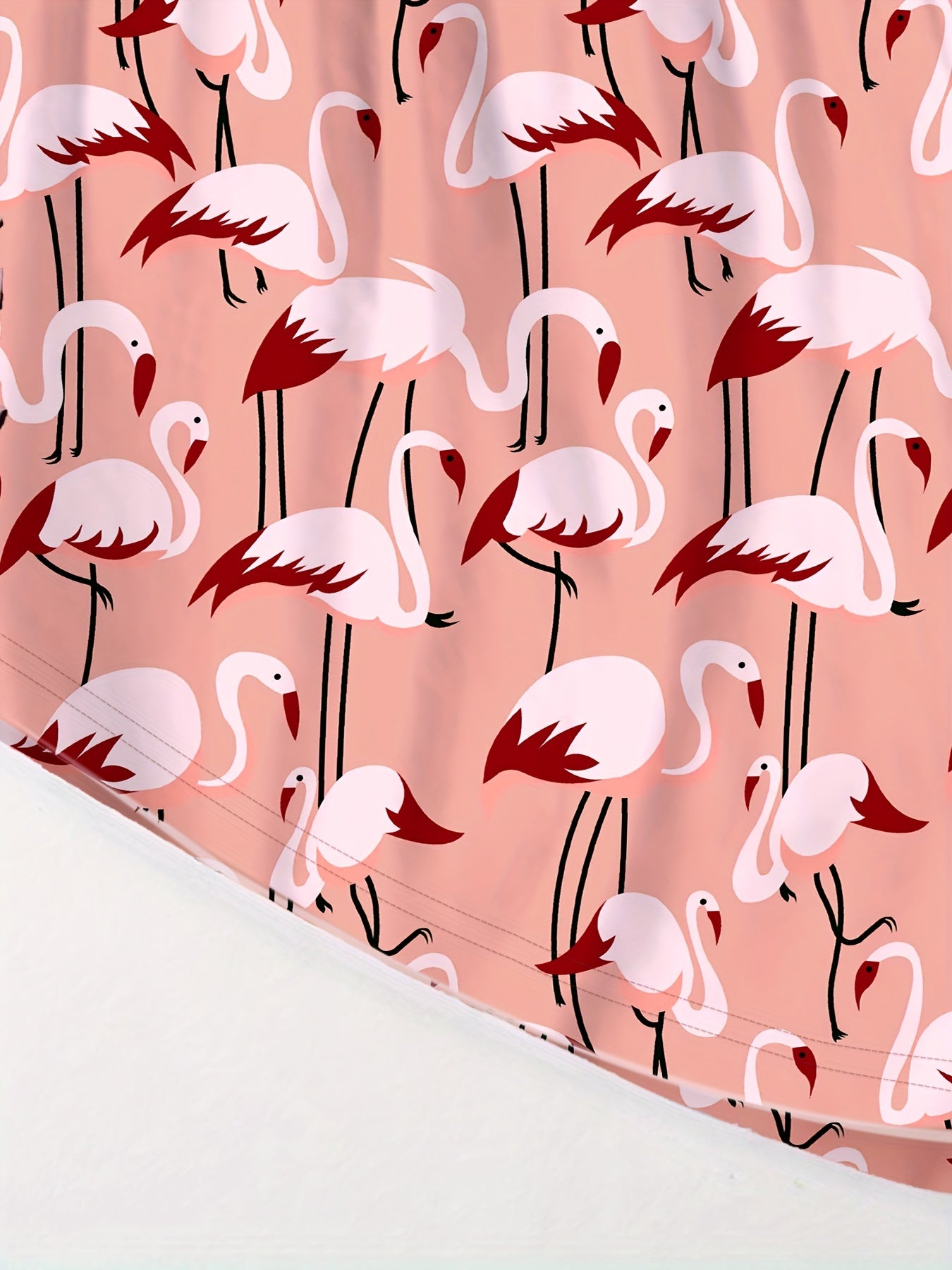 Flamingo Print Pajama Set Short Sleeve Top & Shorts Two Piece