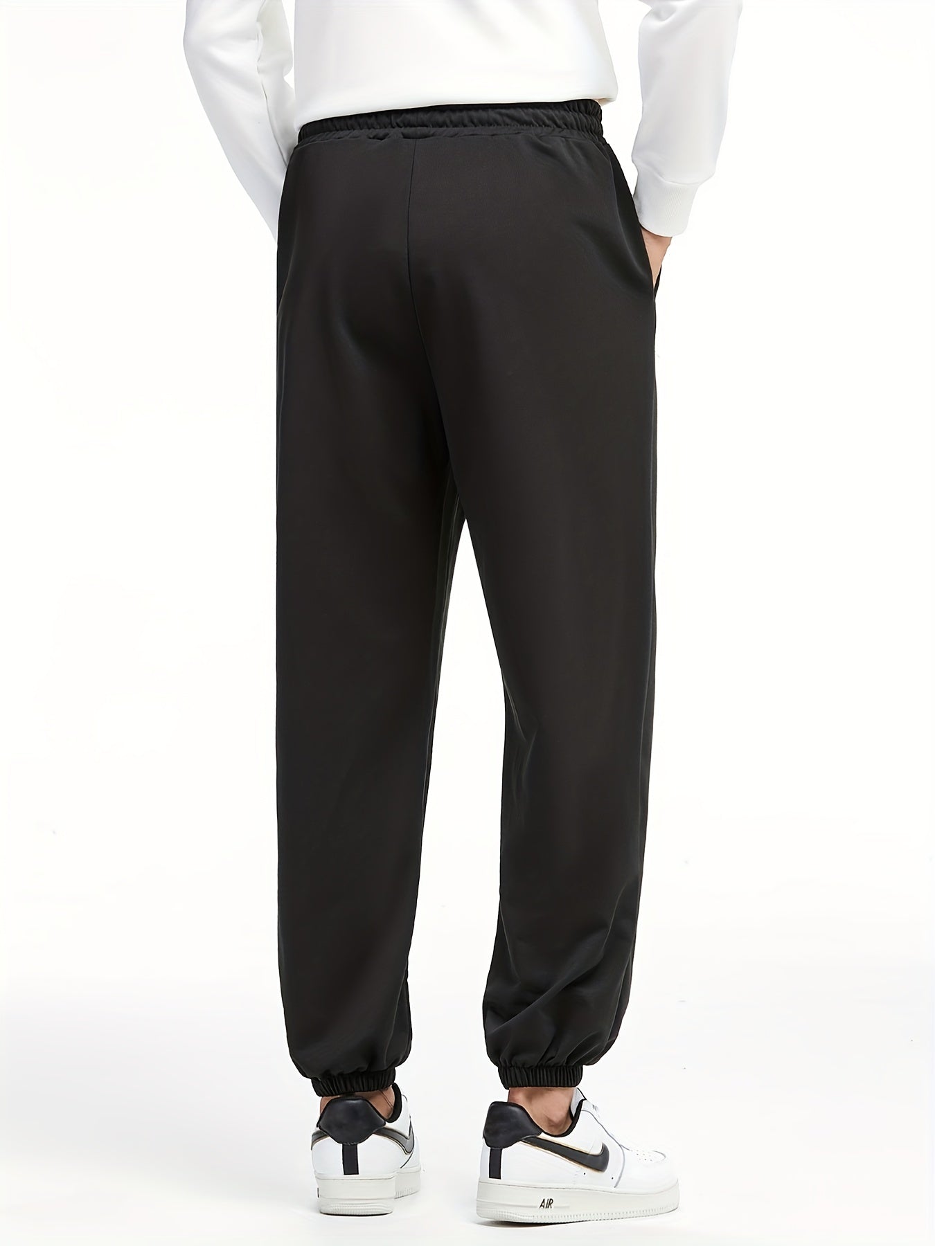 Letter Print Stretch Joggers Men's Casual Sweatpants