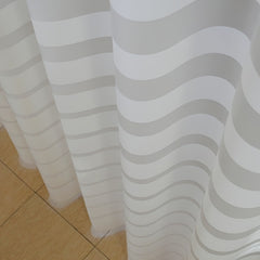 Waterproof Stripe Shower Curtain with 12 Hooks