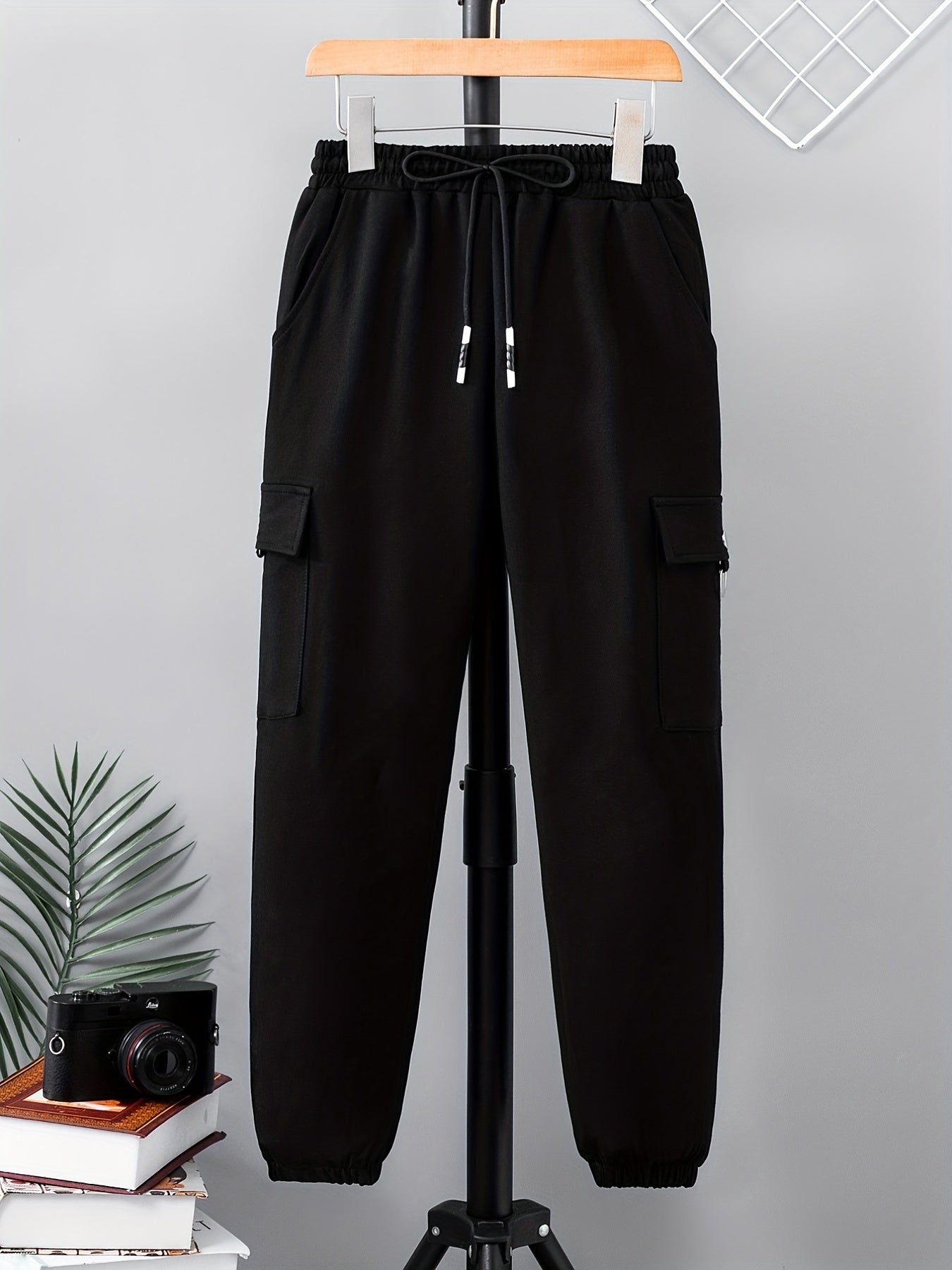 Boys Cargo Pants Elastic Waist Joggers With Pocket