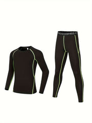 Boys Sports Tights Suit Long Sleeve Top & Leggings Quick Drying Fitness Wear