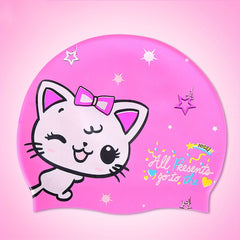 Kids Swimming Cap Silicone Cartoon Hair Cap Boys Girls Toddlers