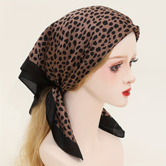 Leopard Print Bandana Satin Square Scarf for Women