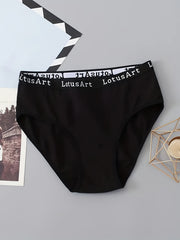 5pcs Letter Print Briefs Comfy Stretchy Panties Women's Lingerie