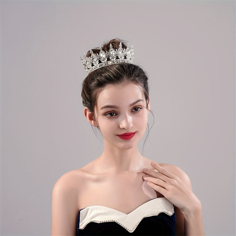 3pcs Crystal Prince Crown Headband Wedding Bridal Hair Jewelry