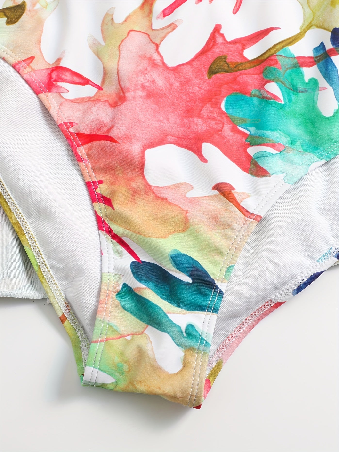 Vacay Swimsuit Set Allover Print Bra Panty Skirt 3pc Set