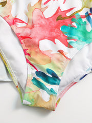 Vacay Swimsuit Set Allover Print Bra Panty Skirt 3pc Set