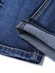 Classic Semi-Formal Stretch Denim Pants Men's Casual Business