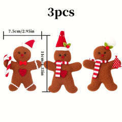3pcs Gingerbread Man Female Doll Christmas Tree Pendant