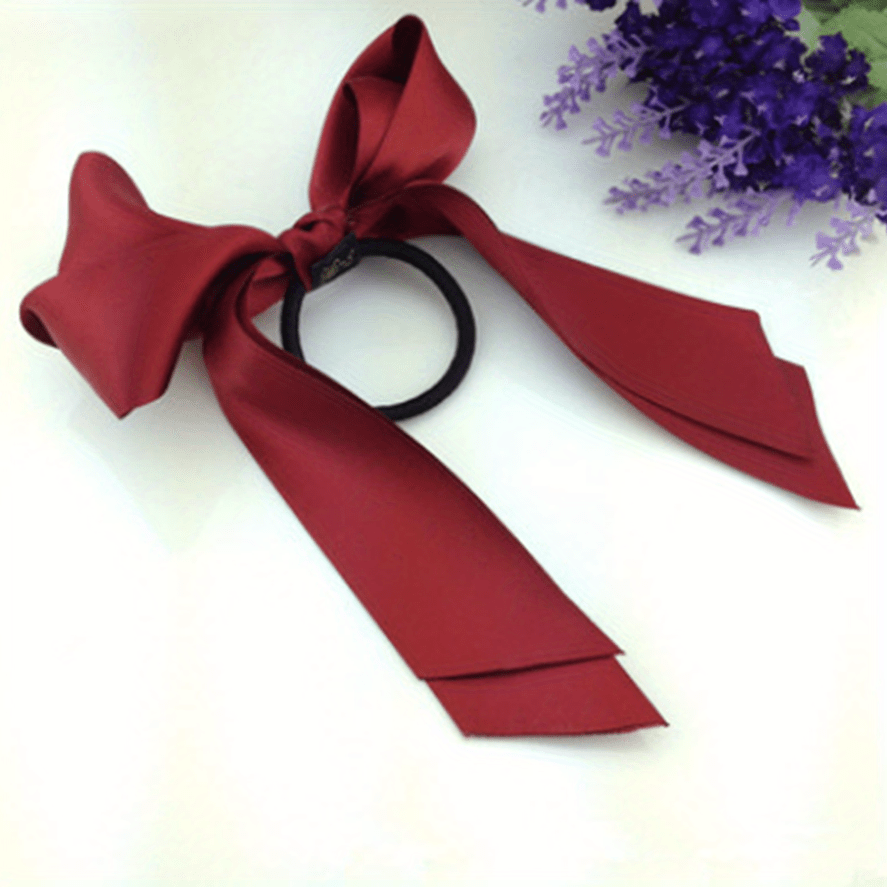 6pcs Satin Bow Knot Hair Tie Elastic Band Ponytail Holder Hair Accessories