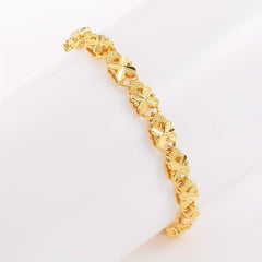 18K Plated Clover Heart Flower Bracelet Birthday Gift