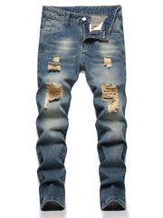 Boys Ripped Distressed Stretch Jeans Skinny Slim Fit Washed Denim Pants