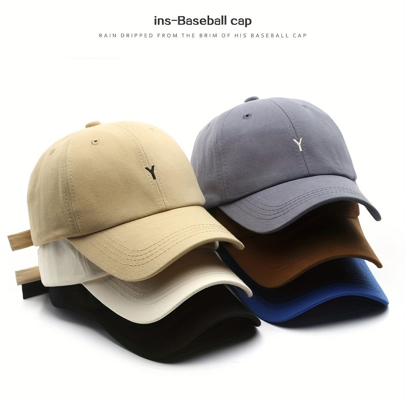 Y Embroidery Baseball Cap Lightweight Cotton Sun Hat Casual Solid Dad Hats