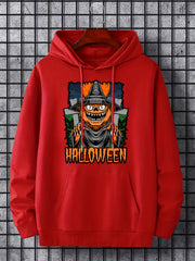 Men's Halloween Cartoon Graphic Hoodie Stretchy Drawstring Hooded Sweatshirt