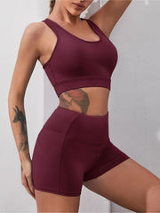 Yoga Workout Set Sports Bra & Stretch Shorts Women's Activewear