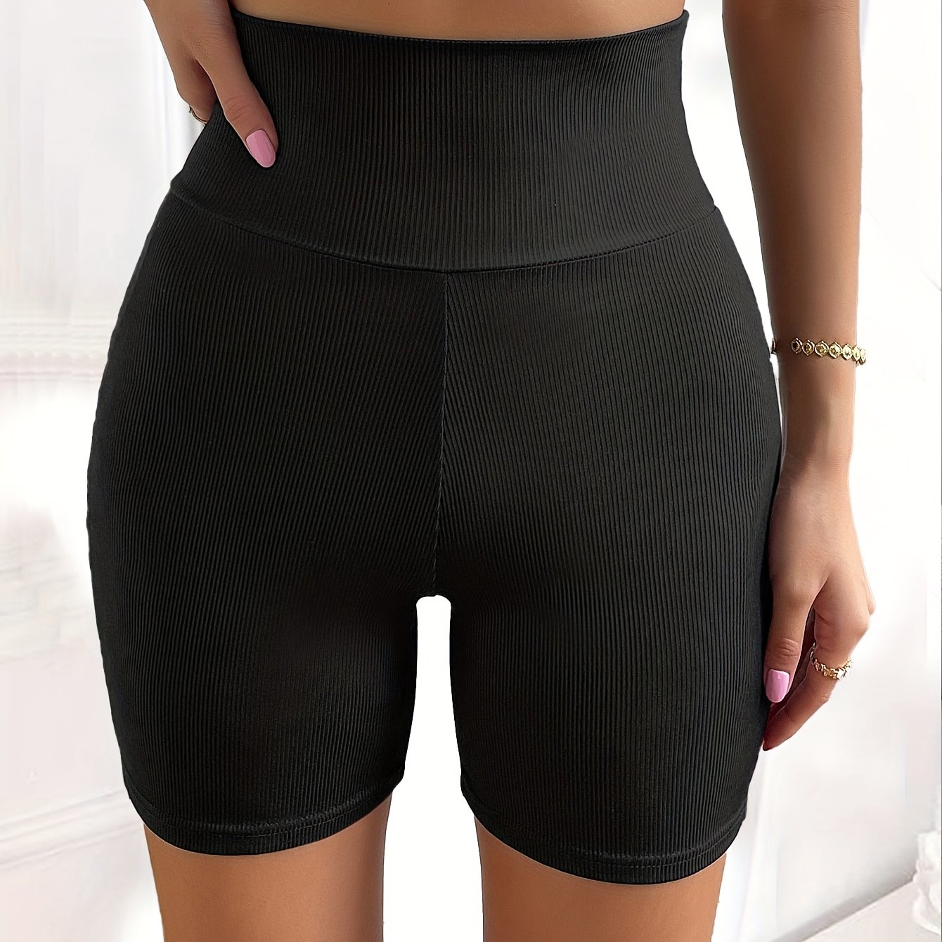 Ribbed Knit High Waist Leggings Casual Solid Leggings