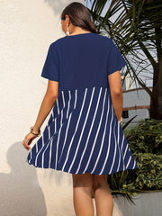V Neck Tee Dress Women's Plus Casual Short Dress