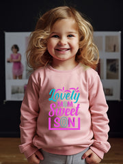 LOVELY MOM SWEET SON Crew Neck Sweatshirt For Kids