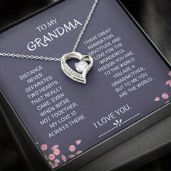 Grandmother Gift Necklace Cubic Zirconia Heart Pendant