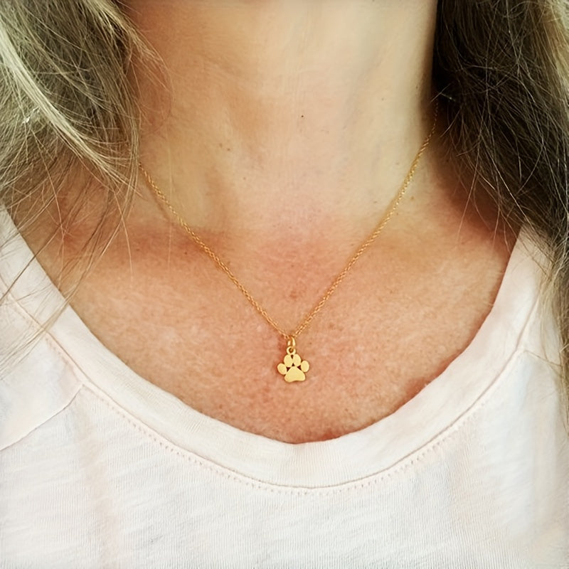 Cat Dog Paw Pendant Necklace for Girls