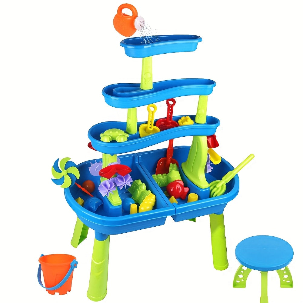 4 Tier Sand Water Table for Toddlers 46pcs Kids Water Table Splash Pond Toys Set