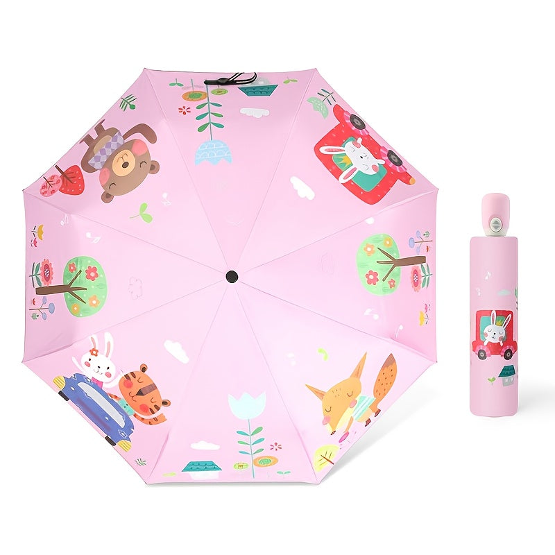 Kids Windproof Folding Auto Umbrella