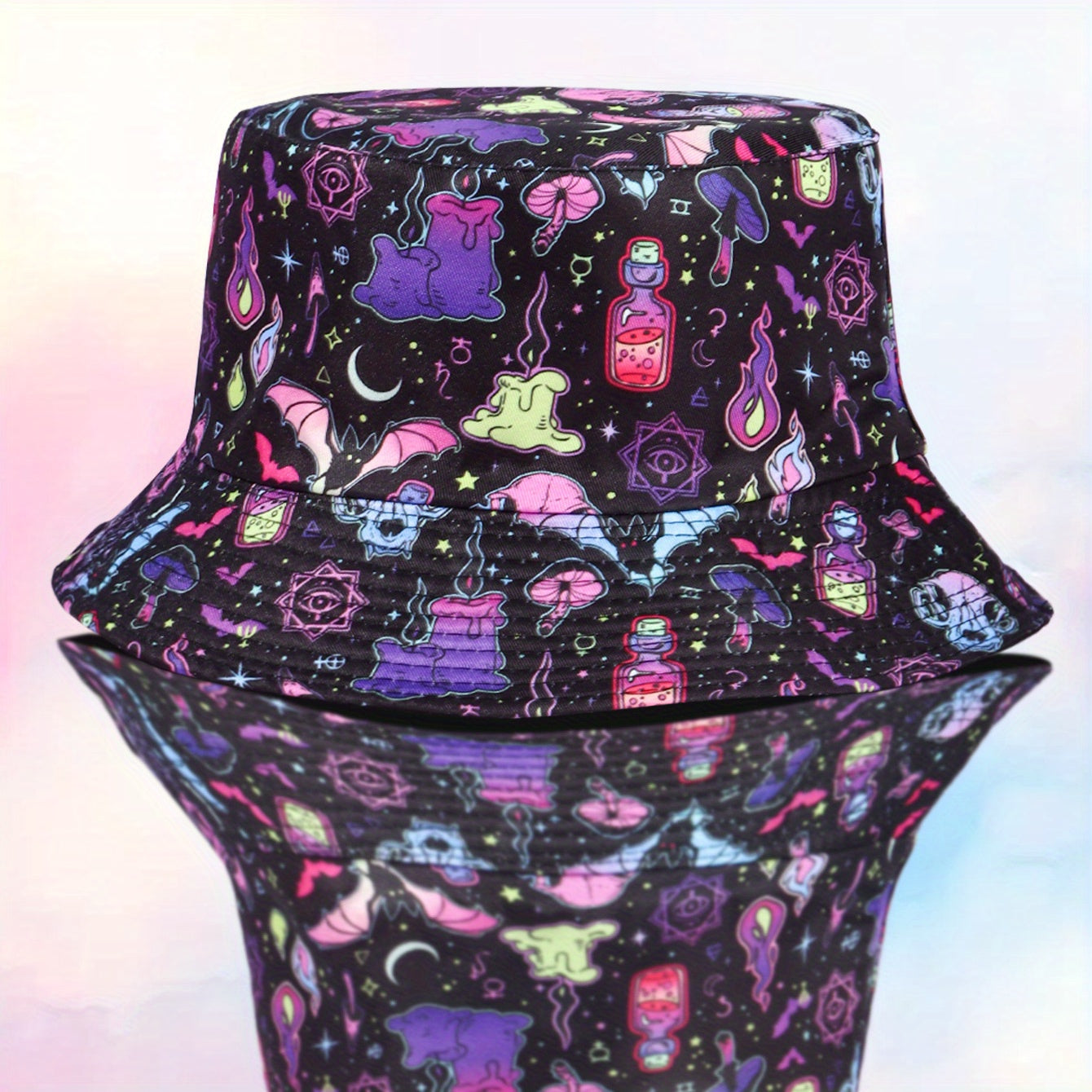 Ghost Candle Halloween Bucket Hat Reversible Sunshade Fisherman Cap