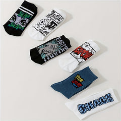 6 Pairs Letter Print Mid Tube Socks Comfy & Breathable Women's Stockings