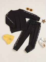 Boy's 2pc Crossbody Bag Print Sweatshirt & Sweatpants Set for Spring Fall