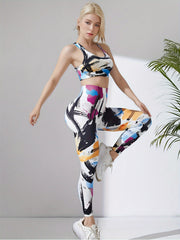 2Pcs Seamless Sports Set Tank Top & Leggings Sporty Suit Women's Activewear