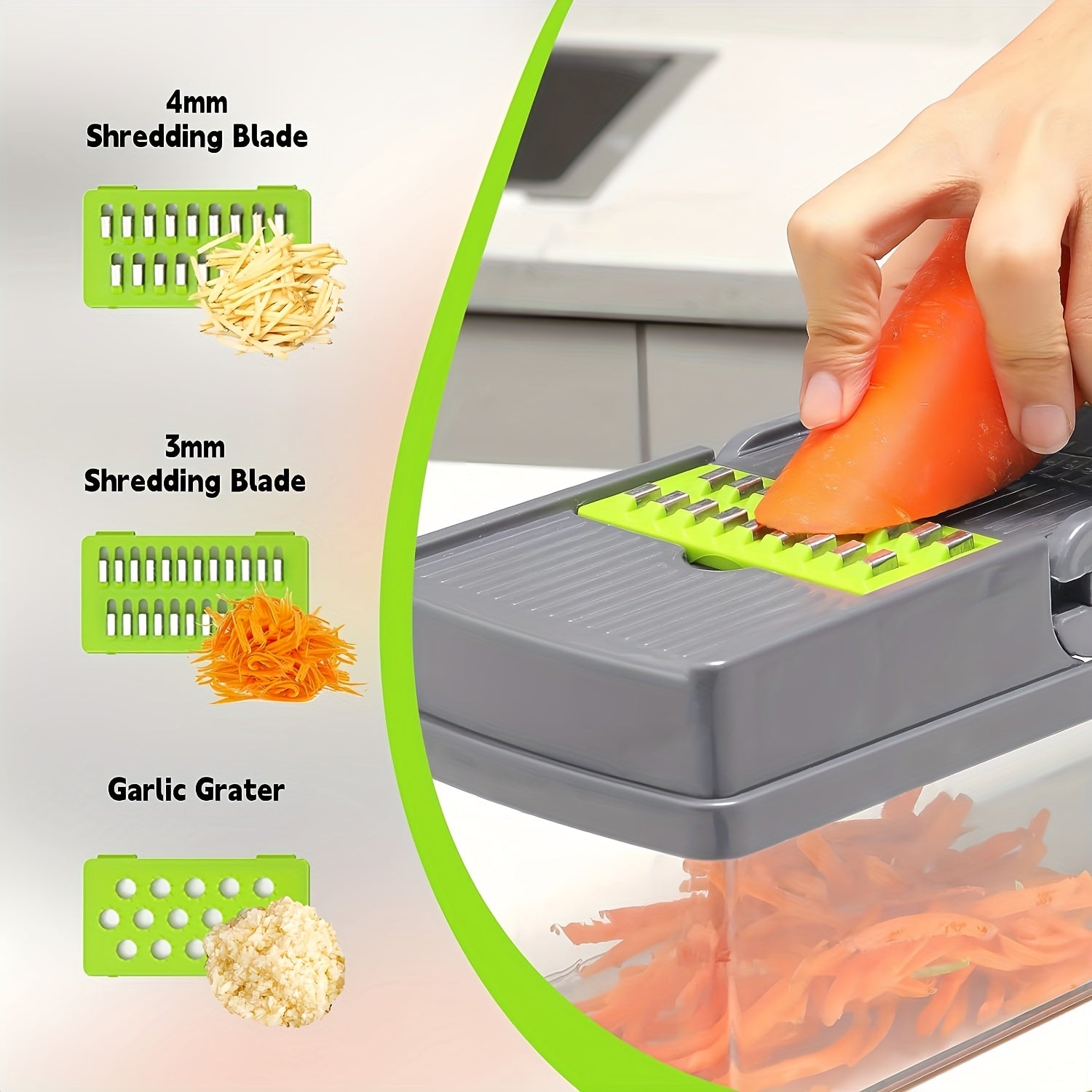16in1 Vegetable Chopper Fruit Slicer Manual Food Grater Cutter Container