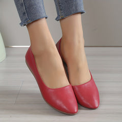 Women's Pointed Toe Ballet Flats Soft Sole Slip On Faux Leather Shoes
