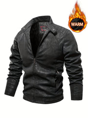 Men's Soft Shell PU Leather Jacket Windproof Waterproof