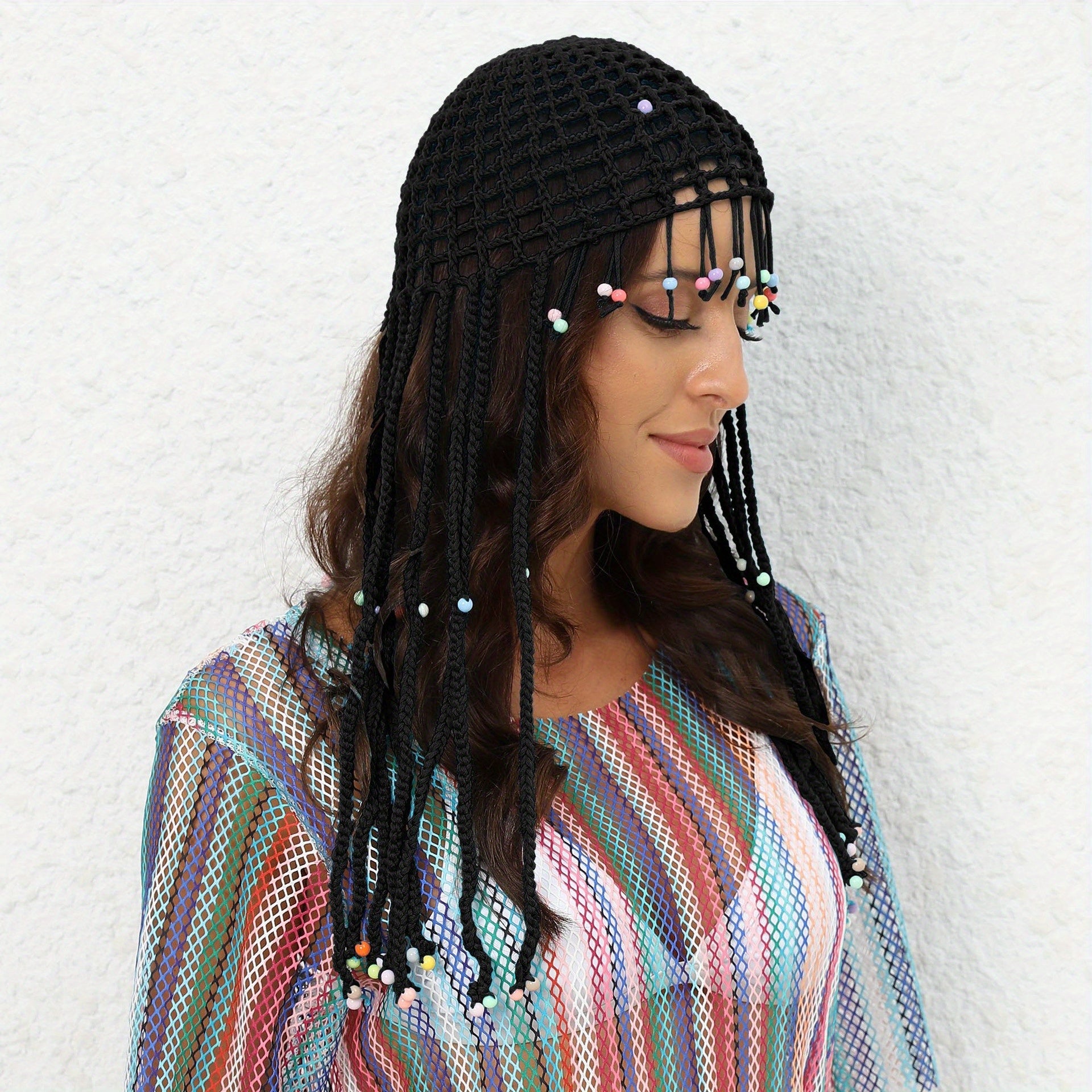 Hip Hop Boho Knitted Beanie Hat Lady Crochet Tassel Skull Cap